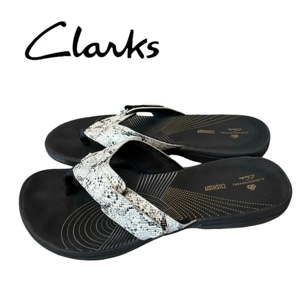Clarks Cloudsteppers Womens Breeze Sea Snake Thong Adjustable Sandals 9